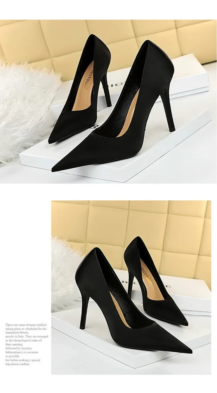 Silk Stiletto Pumps - Spring High Heels Plus Size Available