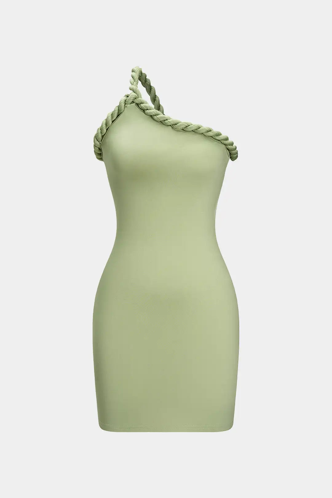 Women's One Shoulder Pleated Braided Backless Mini Dress