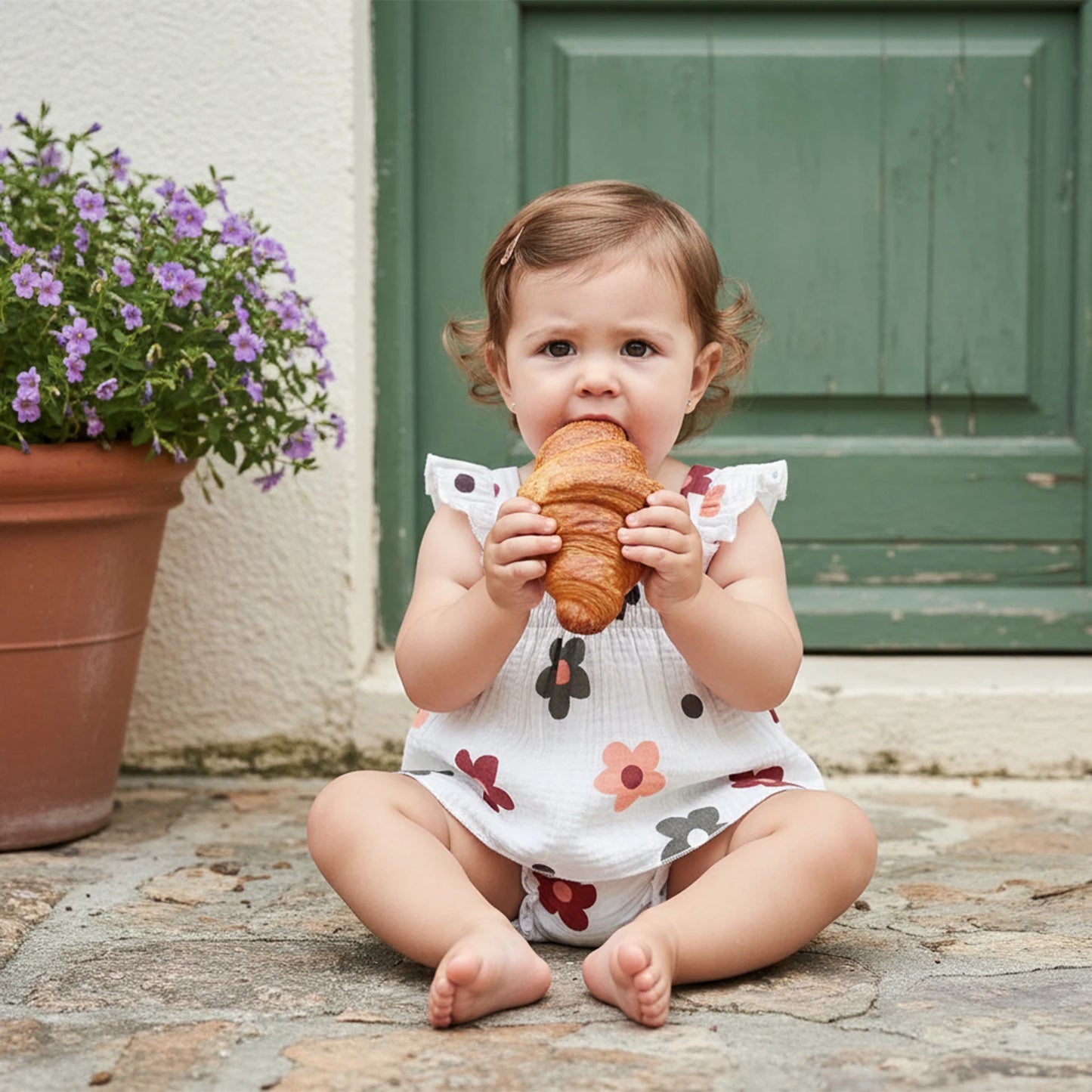 Baby Girls Floral Outfit Set - Sleeveless Top & Bloomers Shorts (0-24M)