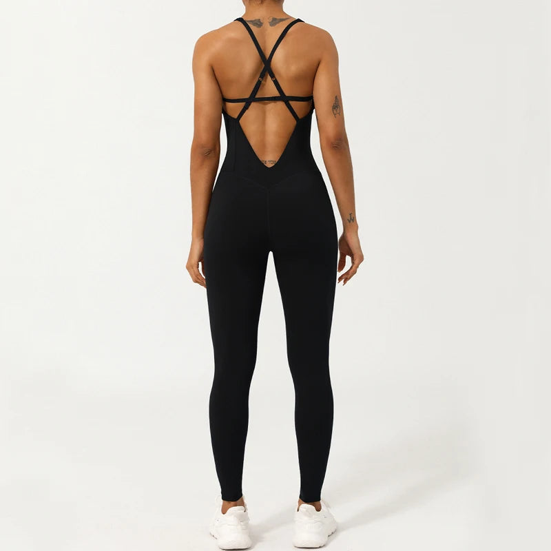 Women's Running Gym Jumpsuit - One Piece Fitness Yoga Set Breathable Quick Dry Sportswear Workout Activewear