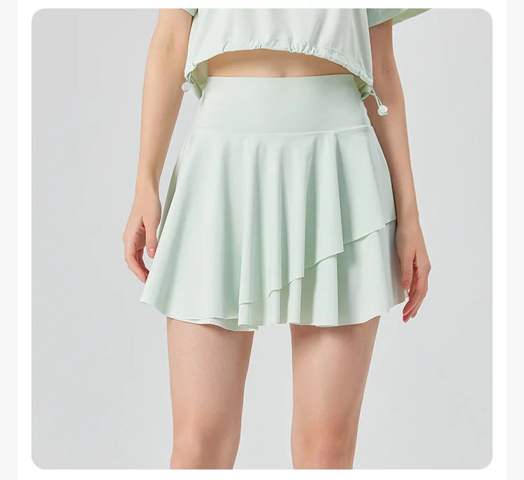Women's High Waist Tennis Skirt with Built-in Shorts - Quick Dry Athletic Skort