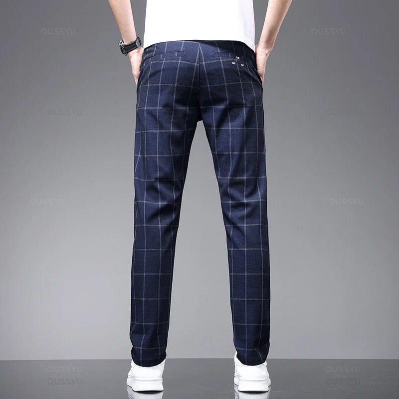 Men's Plaid Stretch Trousers