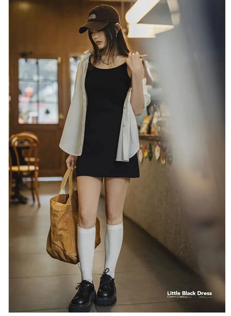 Slim Black Slip Dress - Sleeveless Bodycon Midi with Backless Design