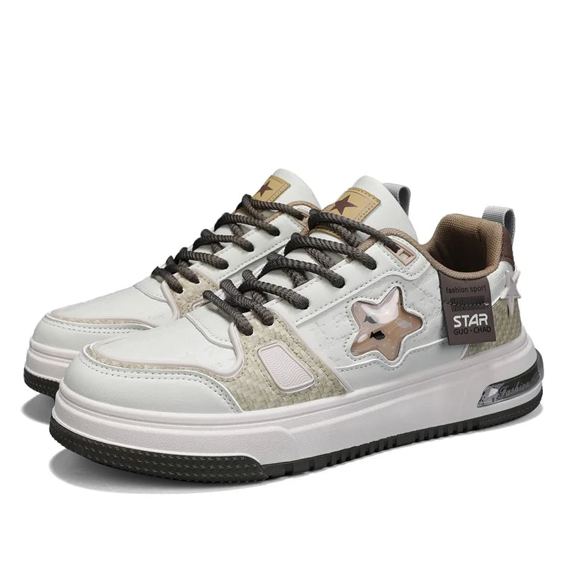 Men's Casual Stars Platform Crystal Fish  Skateboard Sports Sneakers