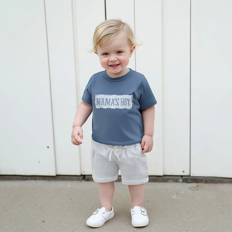 Casual Baby Boys Summer Clothes Set - Letter Embroidery T-Shirt & Shorts