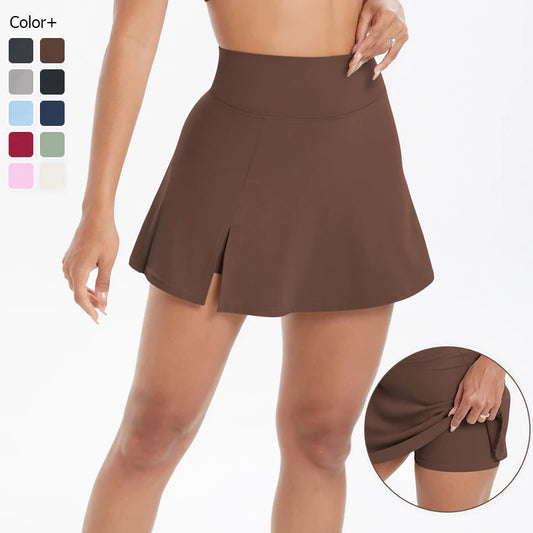 Women's Summer Tennis Skirt - 2-in-1 High Waist Athletic Skort with Built-in Shorts