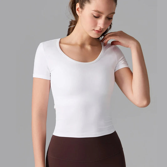 Women's Slim Fit Workout T-Shirt - Quick Dry Athletic Top for Yoga & Running