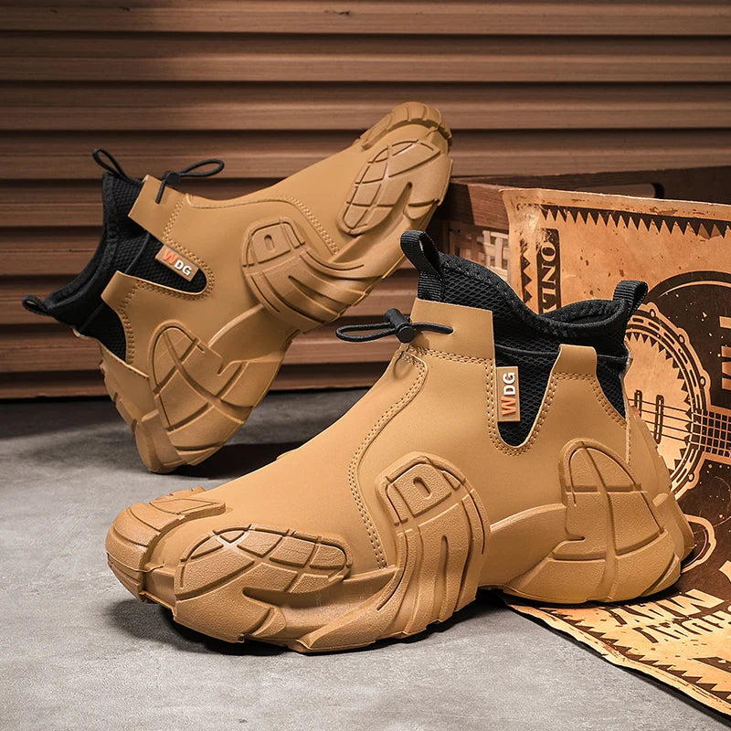 High-Top Platform Sneakers - Men's Slip-On Ankle Boots