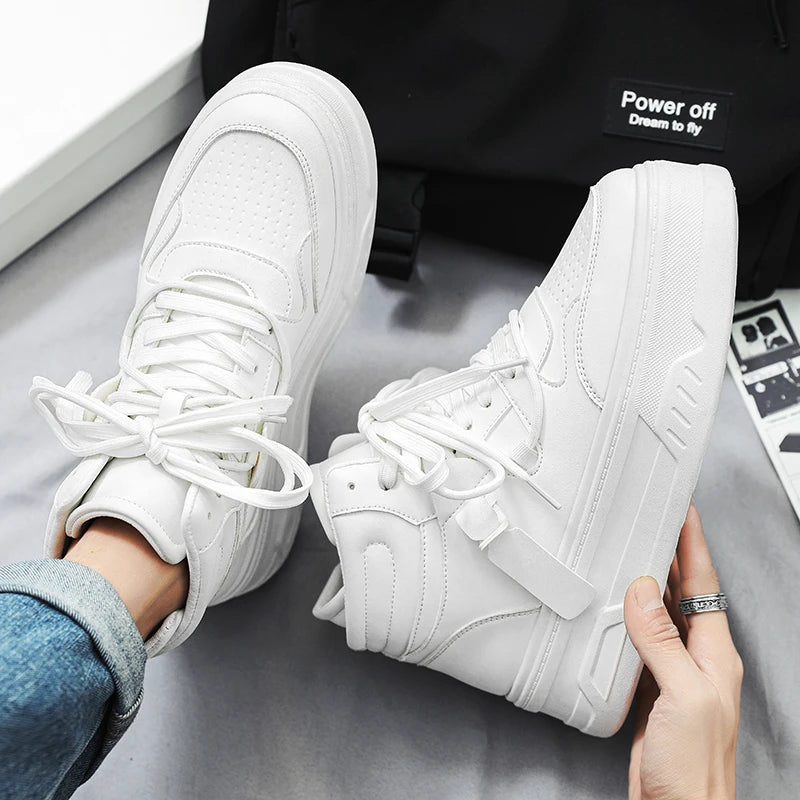 High-Top Platform Sneakers - Men's Thick-Sole Running Shoes