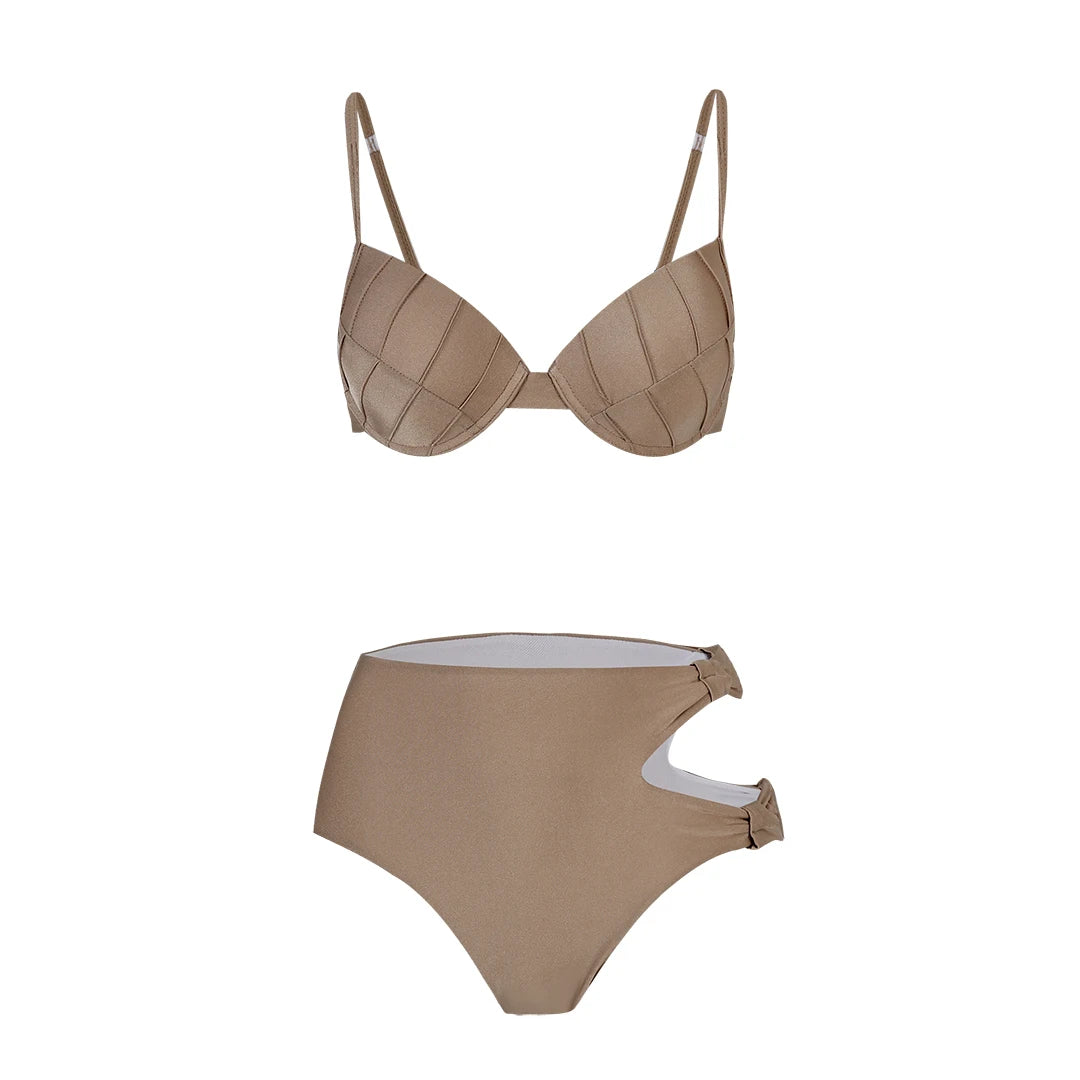 Women's 3-Piece Tassel Swimwear Set - Long Sleeve Top & Mini Skirt Cover Up