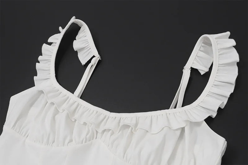 Women's White A-Line Mini Ball Gown - Backless Pleated Summer Party Dress