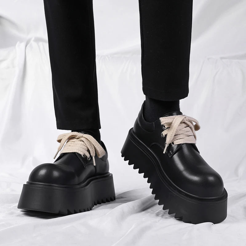 Men’s Platform Casual Genuine Leather Thick Sole British Shoes