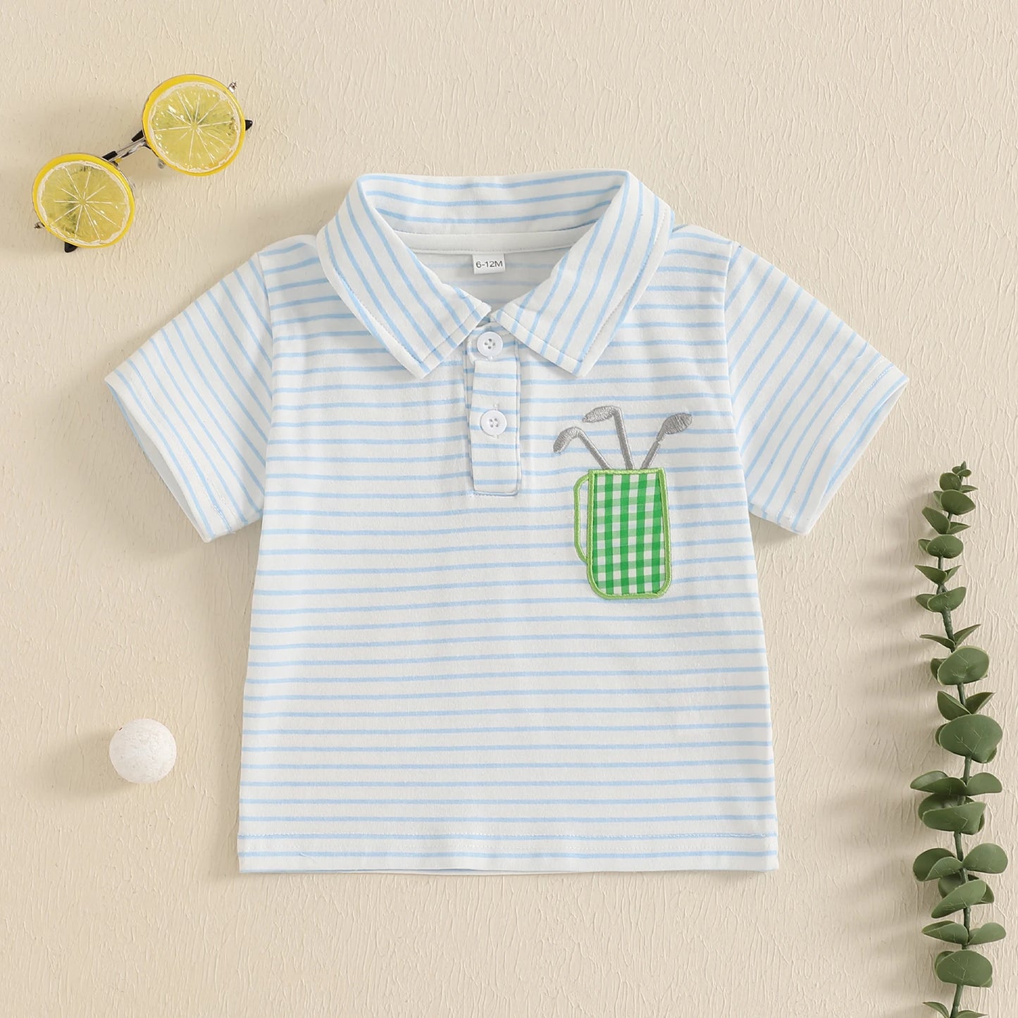 0-4Y Toddler Kids Boys Summer T Shirts Short Sleeve Casual Golf Embroidery Striped Print Pullover Top