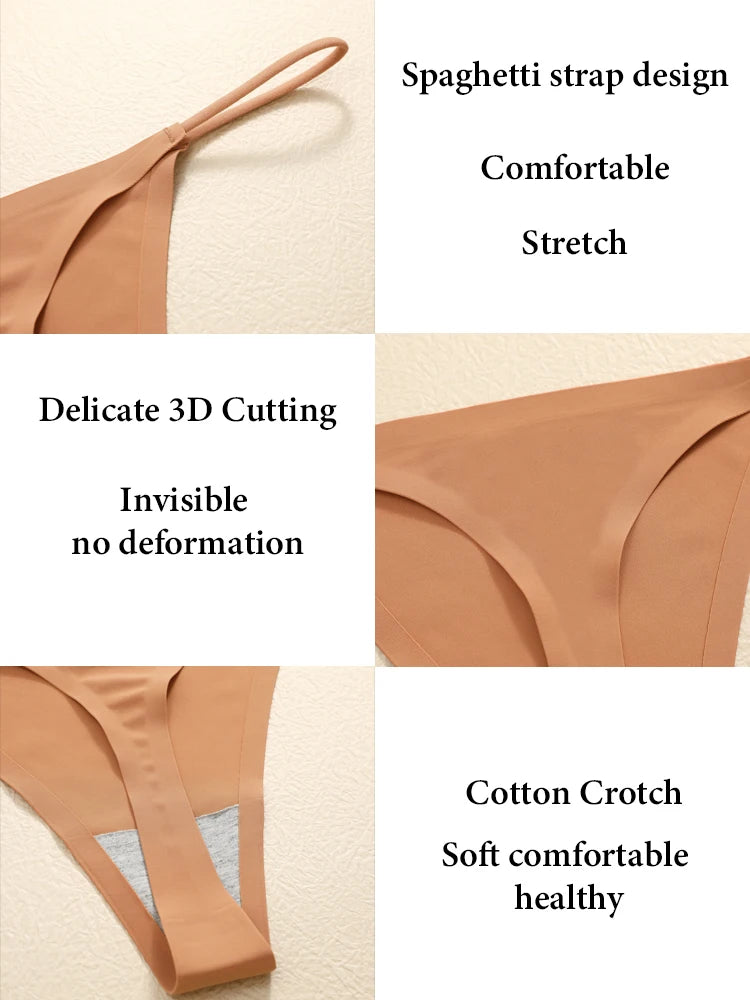 5-Pack Ice Silk Seamless Thongs - Low Waist G-String Underwear