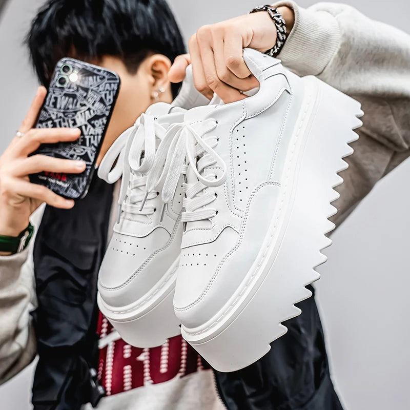 Men's Platform Skateboard Vulcanized Lace Up Sneakers