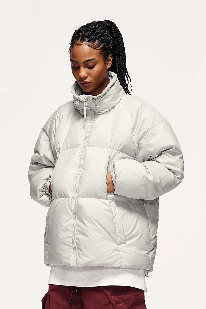 Minimalist Down Jacket Unisex - 90% Down Fill High Collar Winter Outerwear