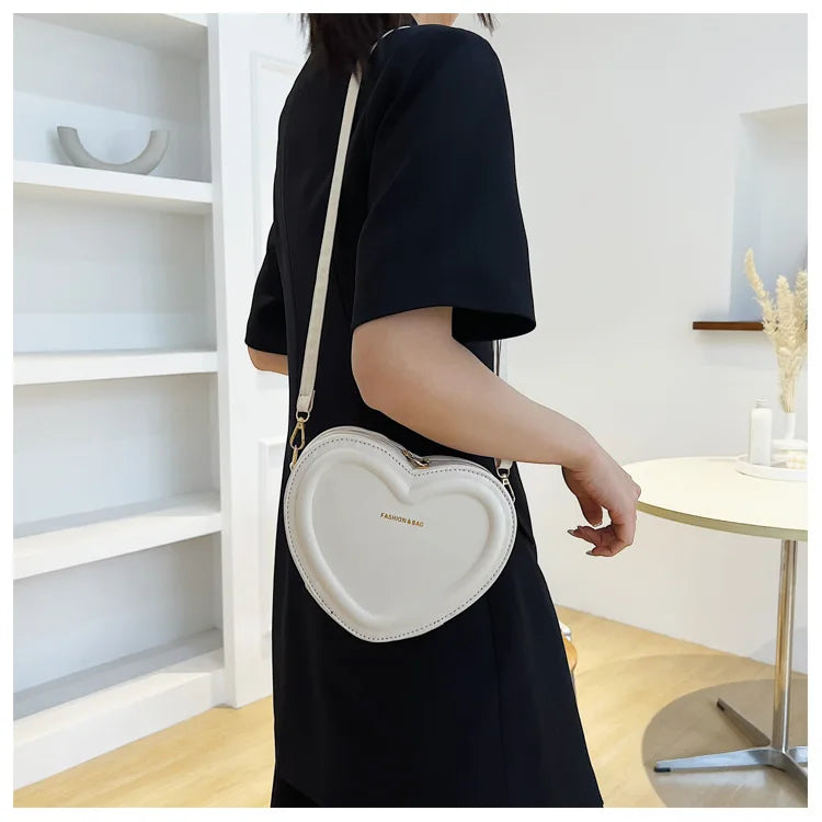 Women Heart Shape Crossbody  PU Leather Shoulder Handbag