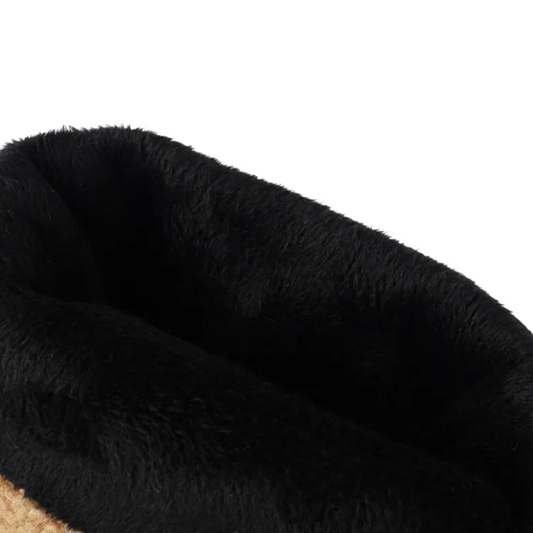 Faux Fur Lined Knee High Boots - 7cm Square Heel Winter Boots