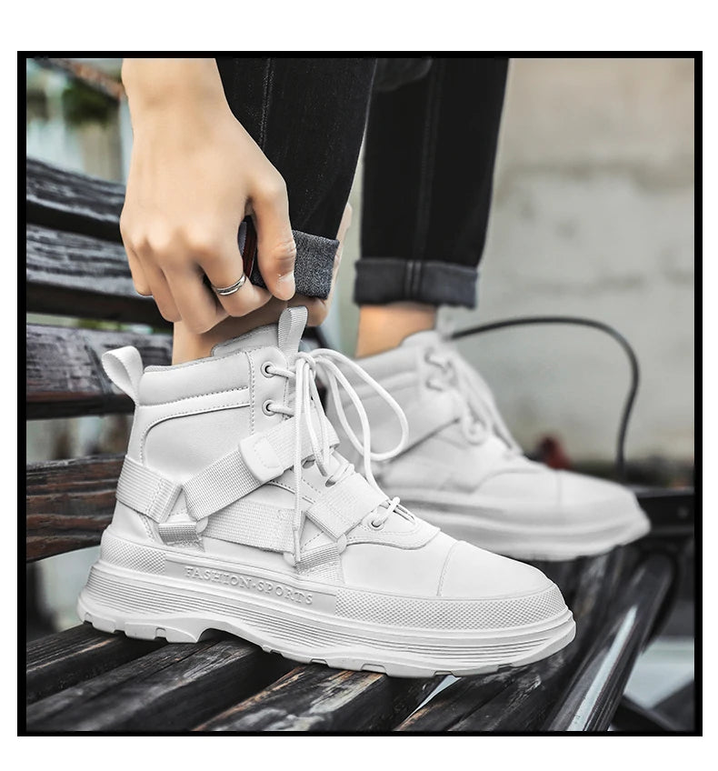 Men's High-Top Platform Sneakers - Casual Ankle Boots