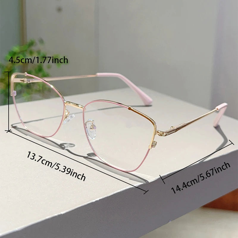 Women's Retro Oval Metal Frame Blue Light Glasses - Korean Style Eyewear