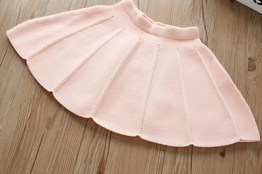 Girl's Clothes Collar Embroidery Flower Knit Cardigan Sweater and Short Skirt Two-piece Set