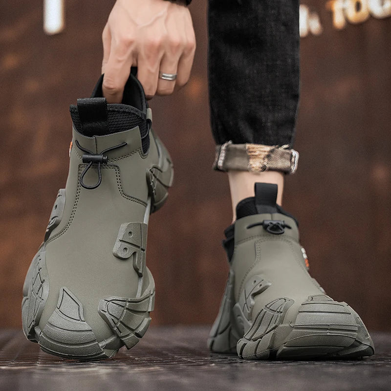 High-Top Platform Sneakers - Men's Slip-On Ankle Boots