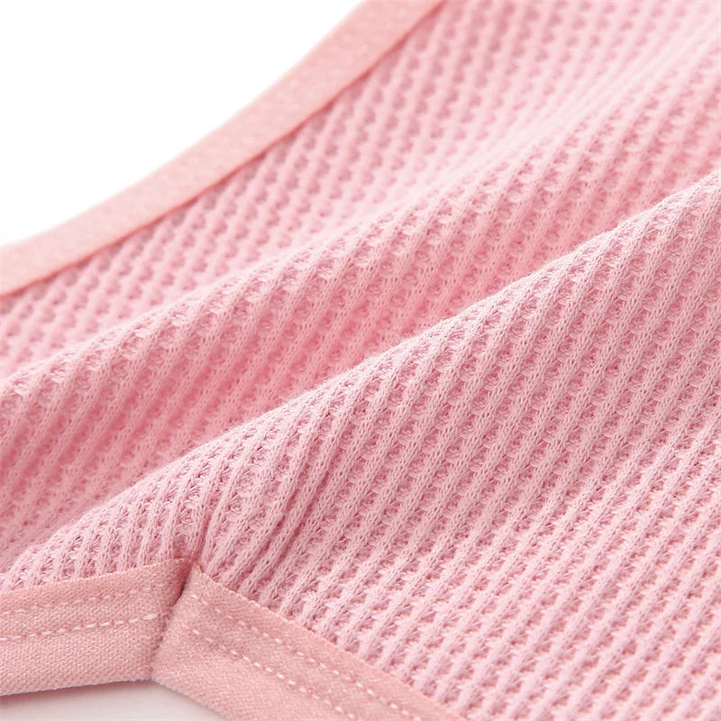 Women's Cotton Waffle Thongs 3-Piece Set - Low-Rise Comfortable Underwear