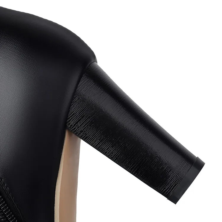 Studded Ankle Boots - 8cm High Heel with Plush Collar and Metal Belt