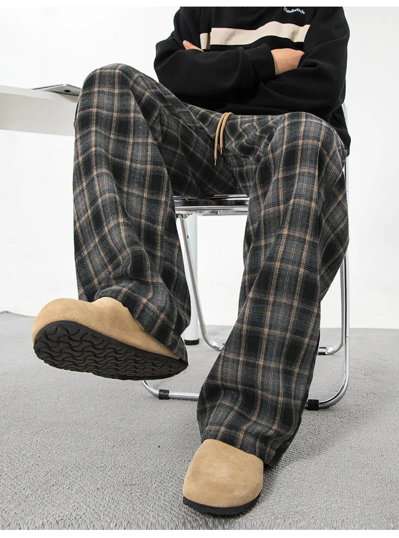 Men's Plaid Casual Trousers - Loose Straight Fit