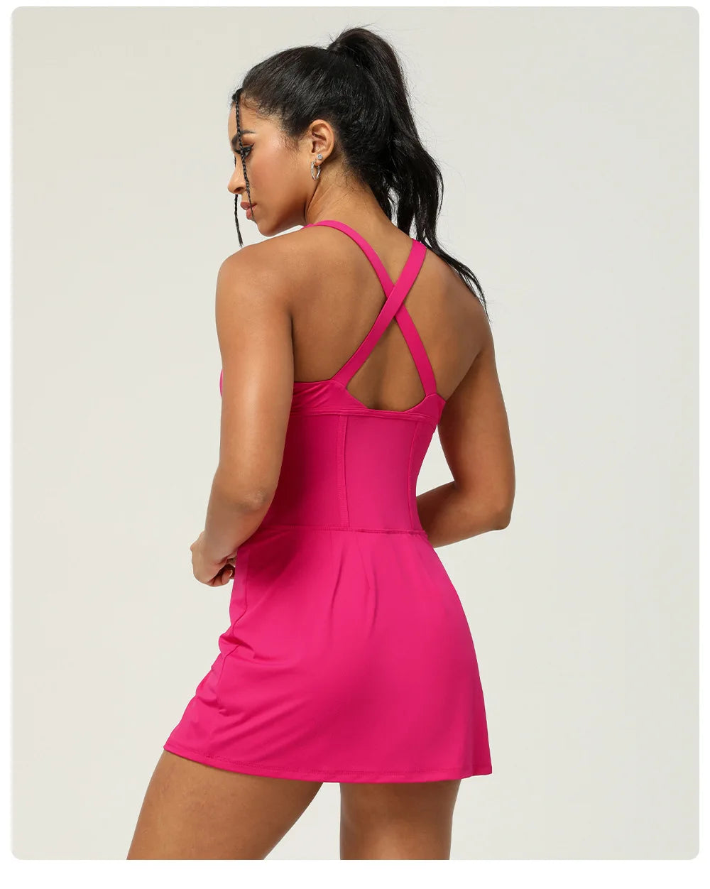 Women's 2-in-1 Tennis Dress with Built-in Shorts - Quick Dry Athletic Skort