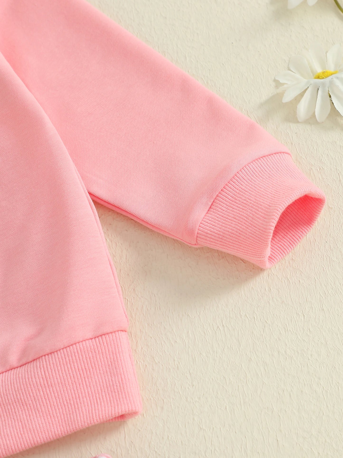 Girls Bow Embroidery Outfit Set - Long Sleeve Letter Pullover Sweatshirt & Football Flare Pants (0-4Y)
