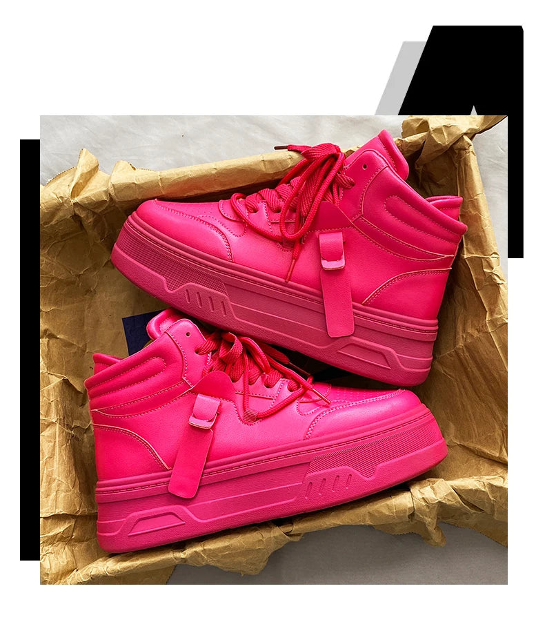 High-Top Platform Sneakers - Men's Thick-Sole Running Shoes