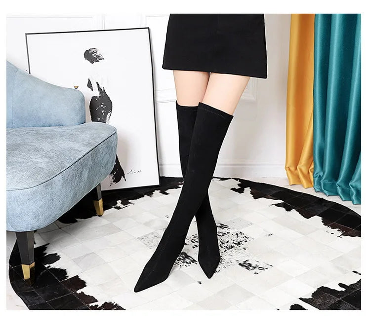 Women's Over-the-knee 8.5 Cm High Heel Plush Suede Long Boots