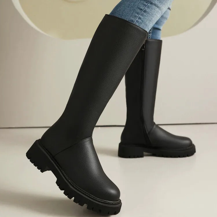 Faux Suede Ankle Boots - 5cm Flat Heel with Belt Buckle Detail