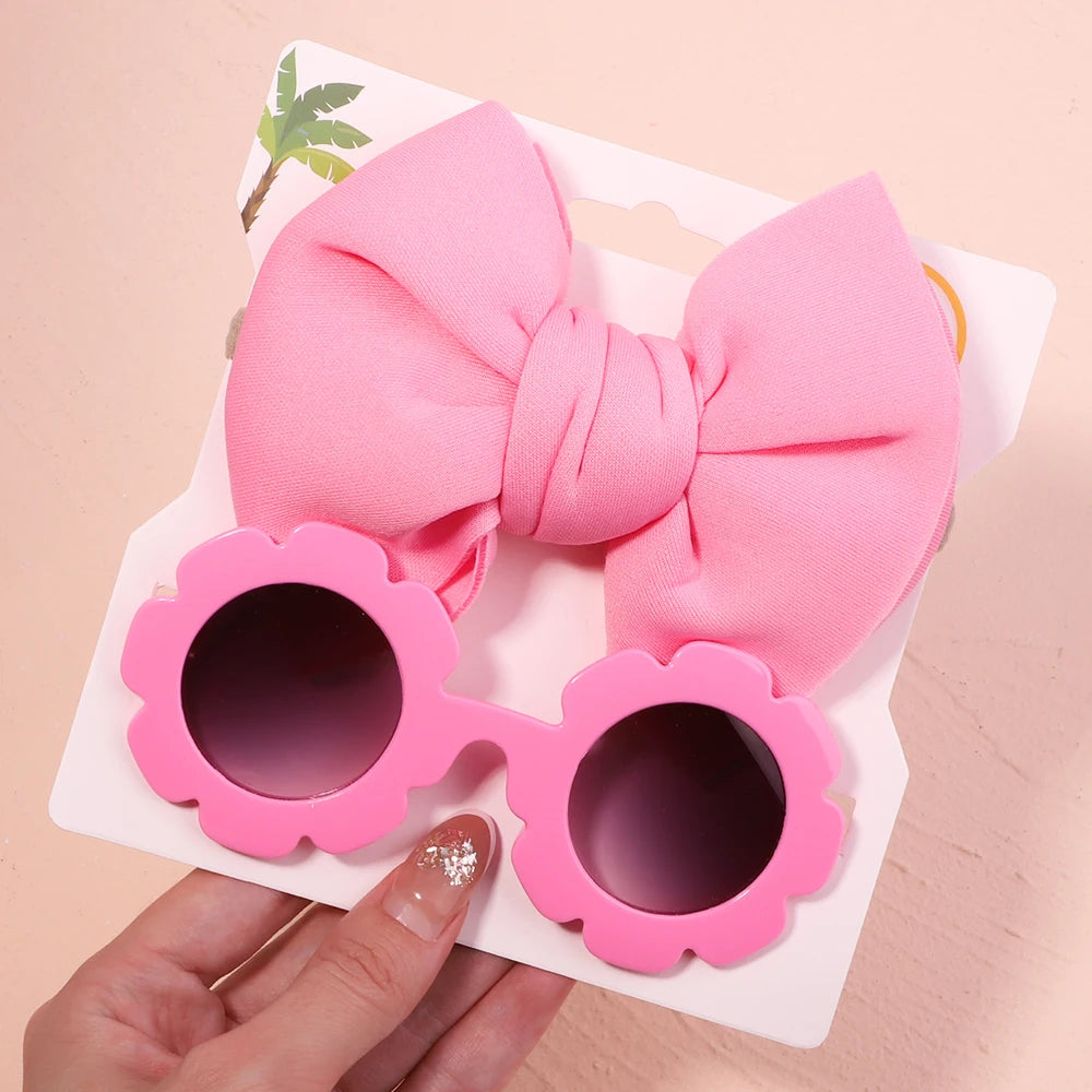 2PCS Children's Baby's Headband and Flower Sunglasses