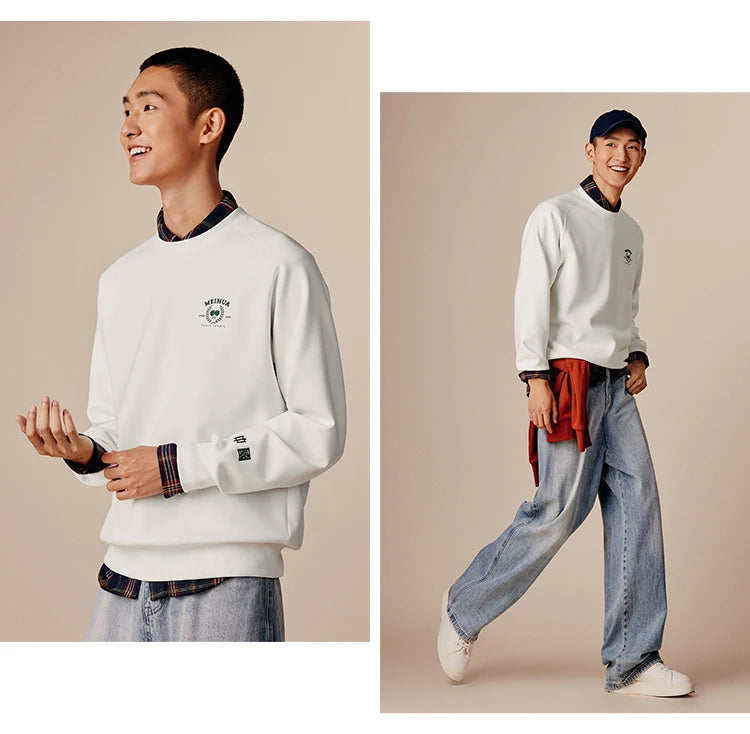 Heavyweight Round Neck Sweatshirt - Premium Solid Color Pullover for Daily Wear