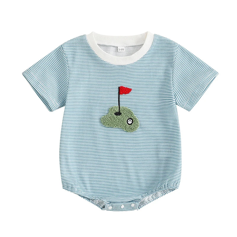 Baby Golf Romper - Striped Short Sleeve Bodysuit for Boys & Girls (0-18M)
