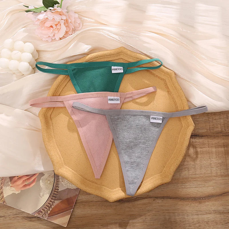 Cotton Thongs 3-Pack Set - Low-Rise Comfortable Underwear