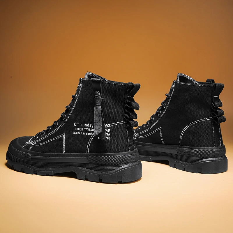 Men's Casual High Top Sneakers Platform  Lace Up Ankle Boots  Comfortable  Canvas Shoes