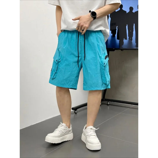 Men's Casual Cargo Shorts Knee Length Summer Drawstring Shorts