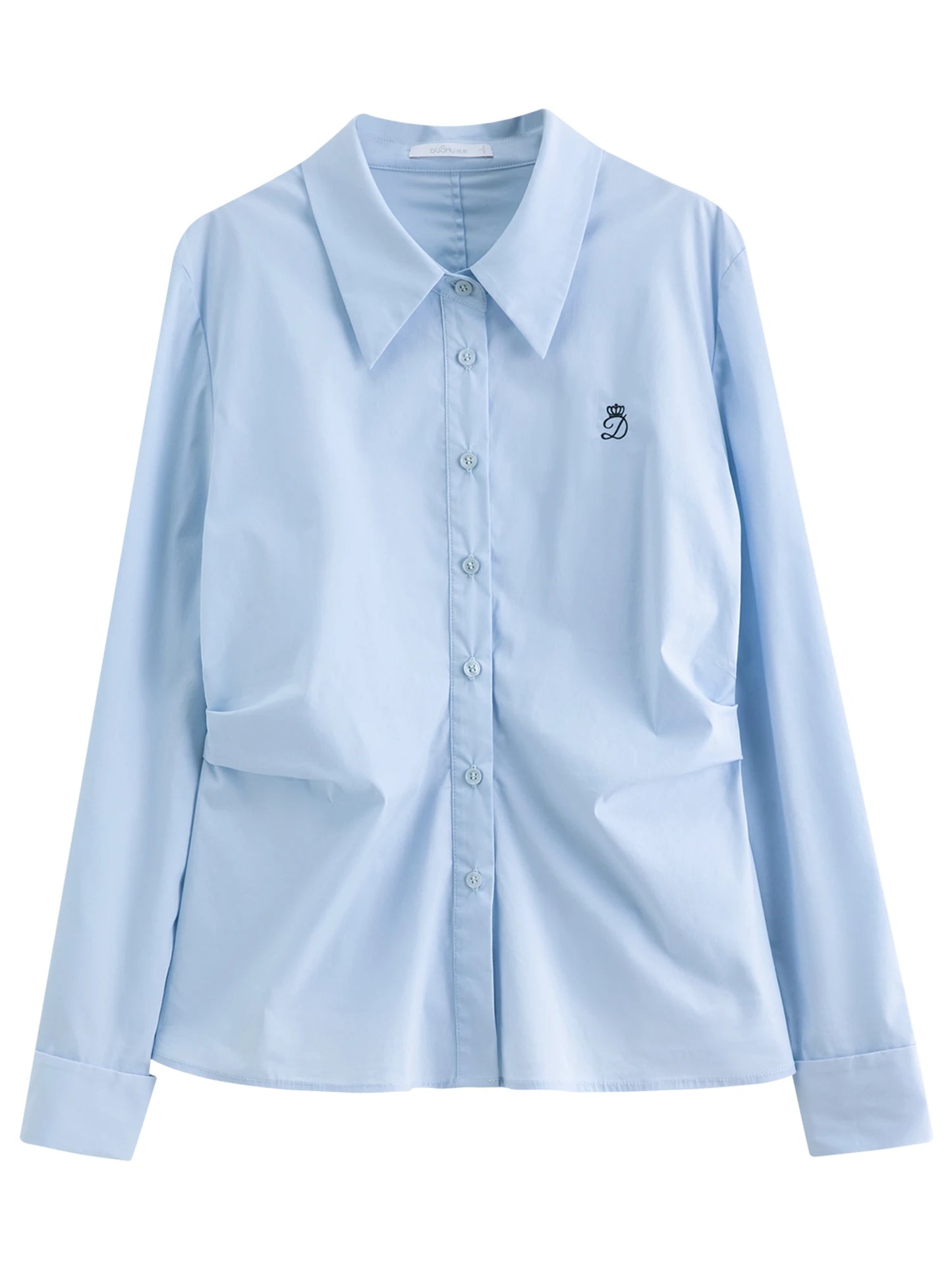 Pleated Tie-Waist Shirt & A-Line Skirt Suit - Tricolour Two-Piece