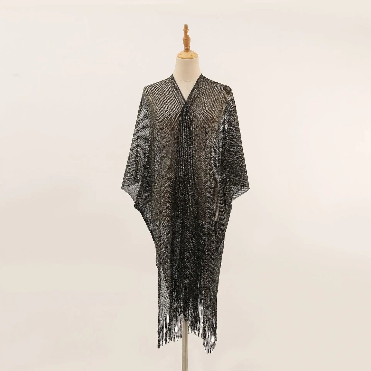Women Swimsuit Cover Ups Shawl-Collar Caftans Beach Tunic Dress Robe Solid Tassel Pareo Beach Cover-ups