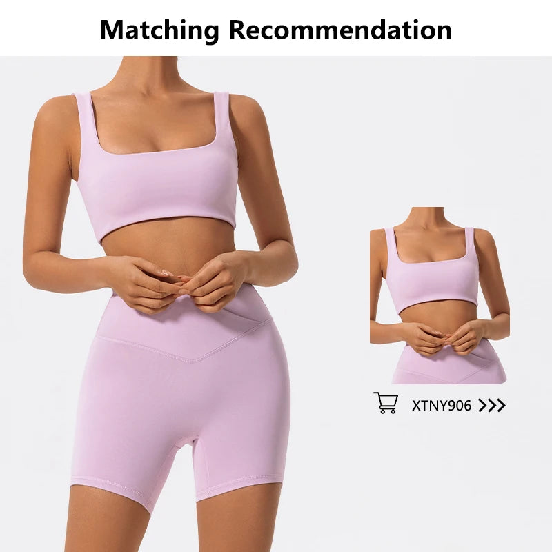 Cross Waist Gym Shorts - High Waist Breathable Cycling Yoga Shorts