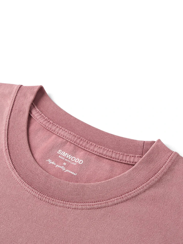 Men's Premium Cotton Vintage T-Shirt - Snow Washed Letter Embroidery Plus Size