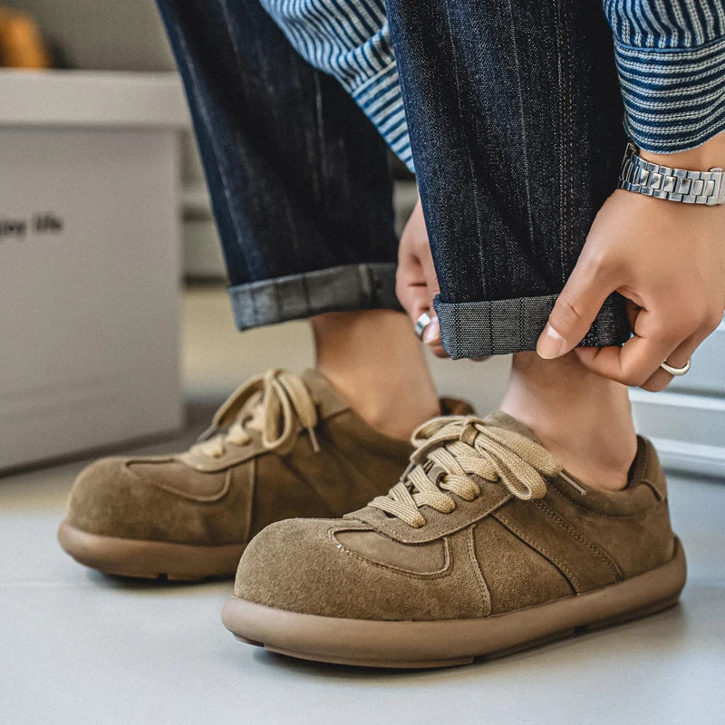 Men's Suede Leather Lace-up Flat Shoes