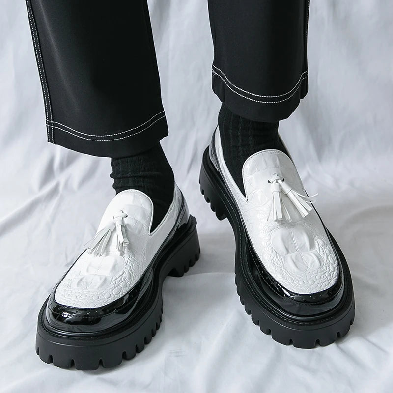 Leather Business Dress Shoes - Men's Slip-On Platform Loafers & Work Flats