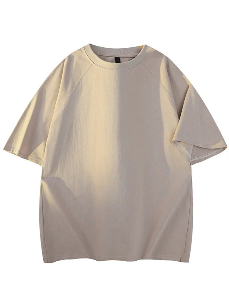 Men's Cotton Round-Neck Short Sleeve Casual  Loose Breathable Pullover T-Shirt