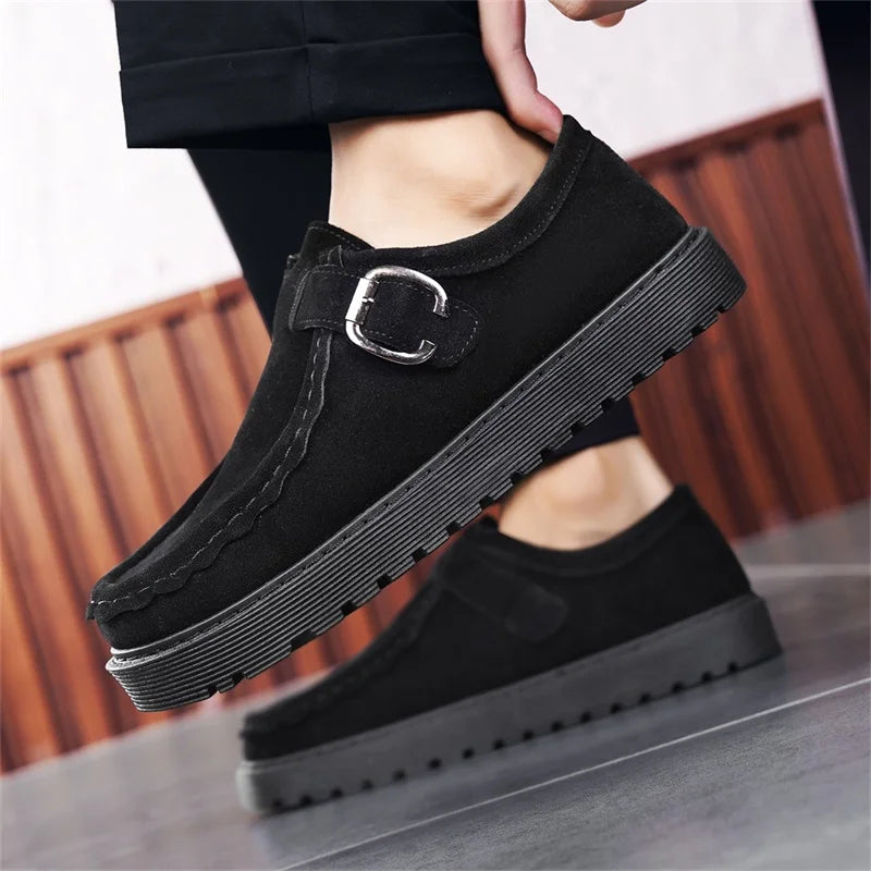 Men's Platform Sneakers - Buckle Closure Tennis Sports Shoes
