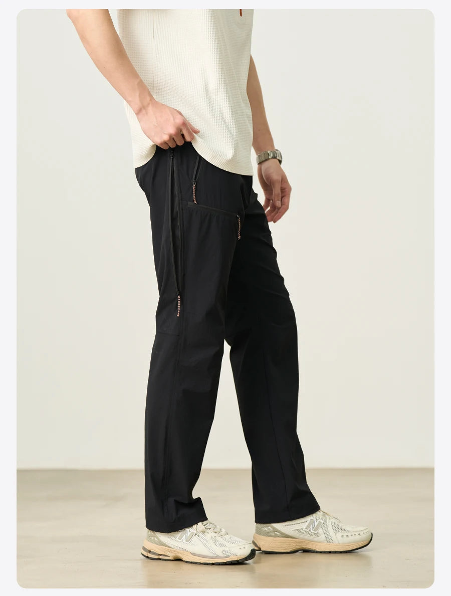 Men's Soft Shell Elastic Nylon Pants - 170gsm Loose Straight Trousers