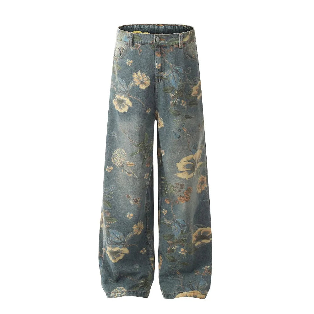 Men's Floral Print Jeans